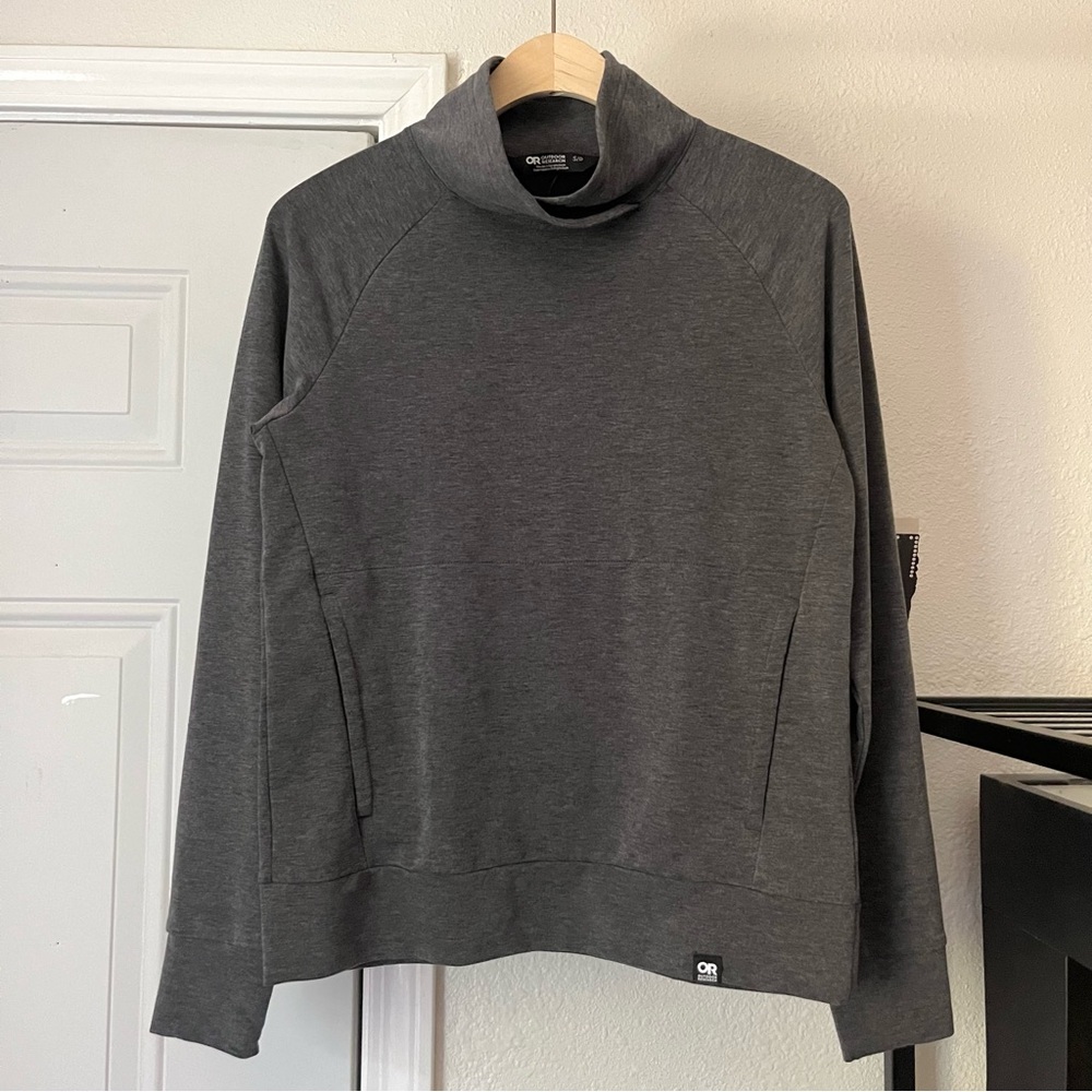 OUTDOOR‎ RESEARCH grey mock turtleneck tencel blend athletic long sleeve sweater